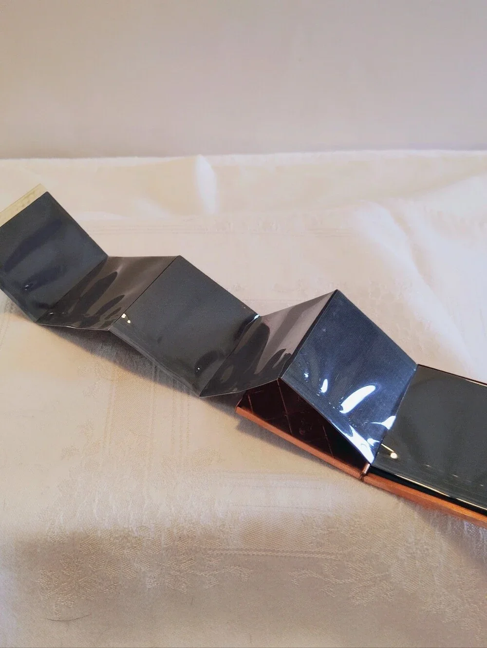 Vintage Copper Accordion Foldout Photo Wallet Snap Lock Button Closure MCM